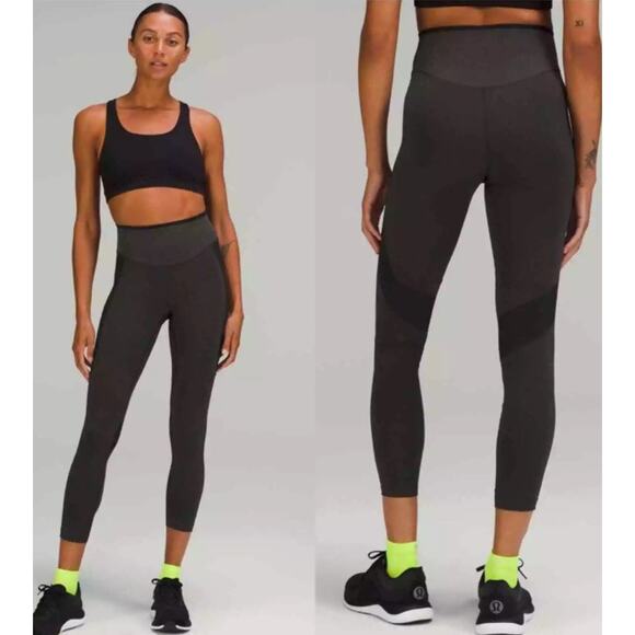 Lululemon Graphite Gray Seamless Mesh High Rise Training Tights Yoga Pants 4 - Picture 2 of 11